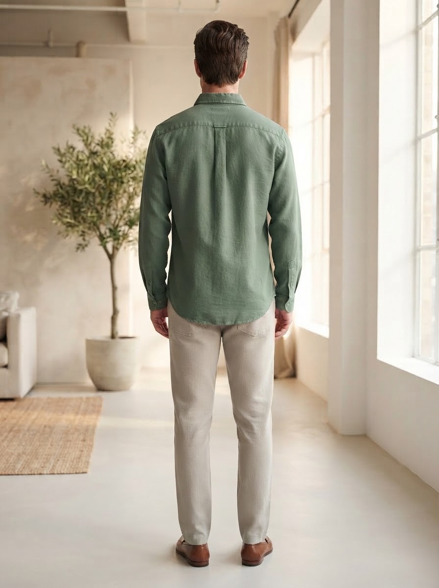 Back view of the same shirt on a model.